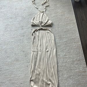 12th Tribe Cream Halter Sundress Resort Wear